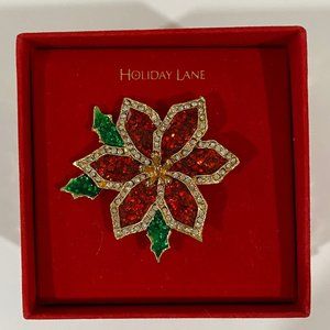 Holiday Lane  Poinsettia Brooch